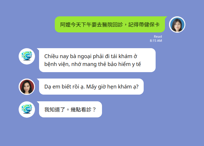 Echonora 看護翻譯示範 — 中越即時溝通照護需求